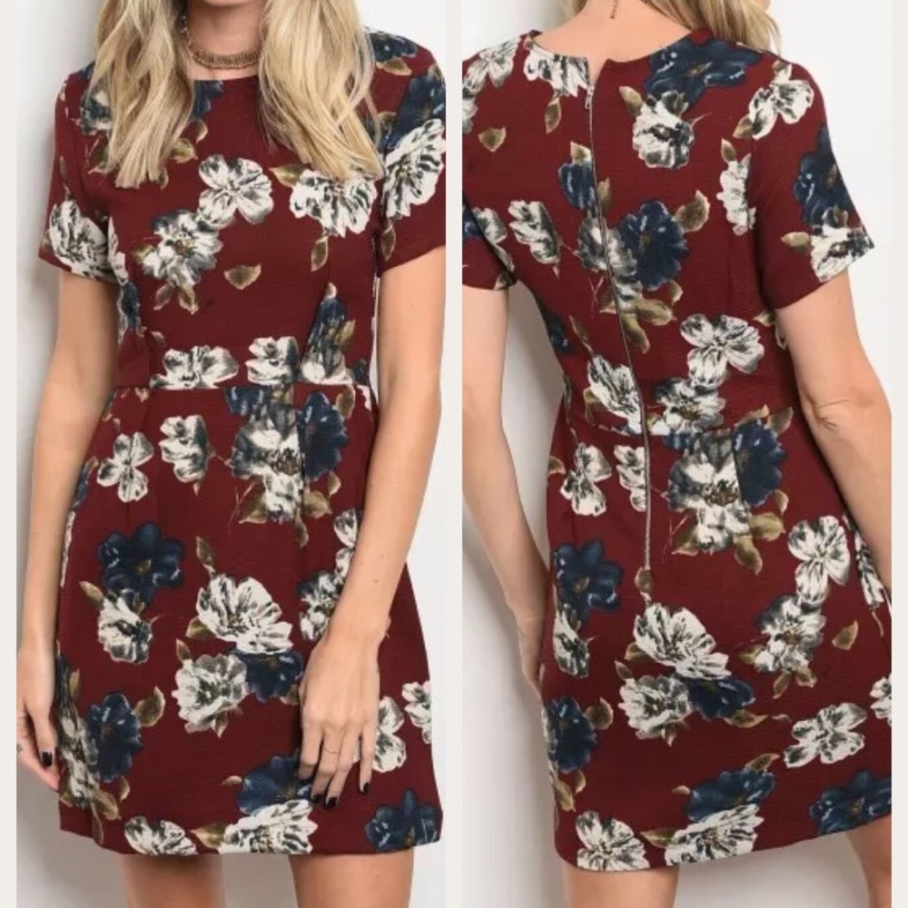 Maroon Floral Dress